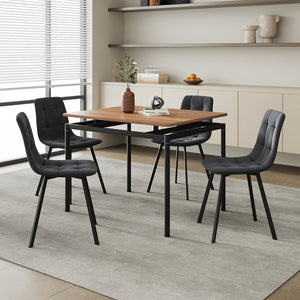 Essgruppe Hemnes 5-teilig Eicheoptik/Dunkelgrau [en.casa]