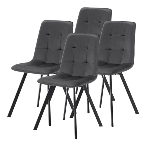 Esszimmerstuhl Lexnitz 4er Set Eckige Stuhlbeine Dunkelgrau [en.casa] - premiumXL