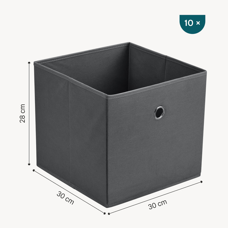 Maßskizze Faltbox 10er-Set 30x30x28 cm Vliesstoff versch. Farben en.casa