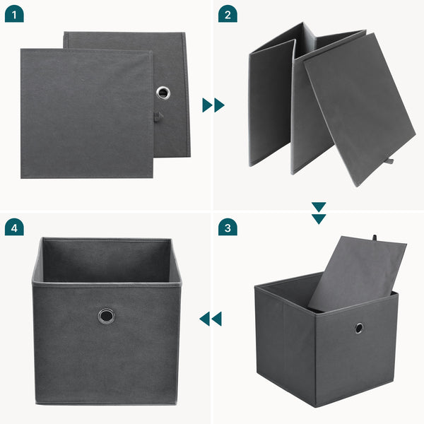 Faltbox 10er-Set 30x30x28 cm Vliesstoff versch. Farben en.casa