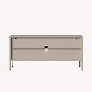 Vitrinen-Sideboard Klippestad Stahl 118x35x55 cm Warmgrau [en.casa]