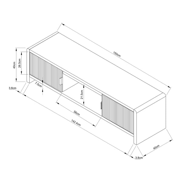 Fernsehschrank Lukkodso 150x40x40 cm [en.casa]