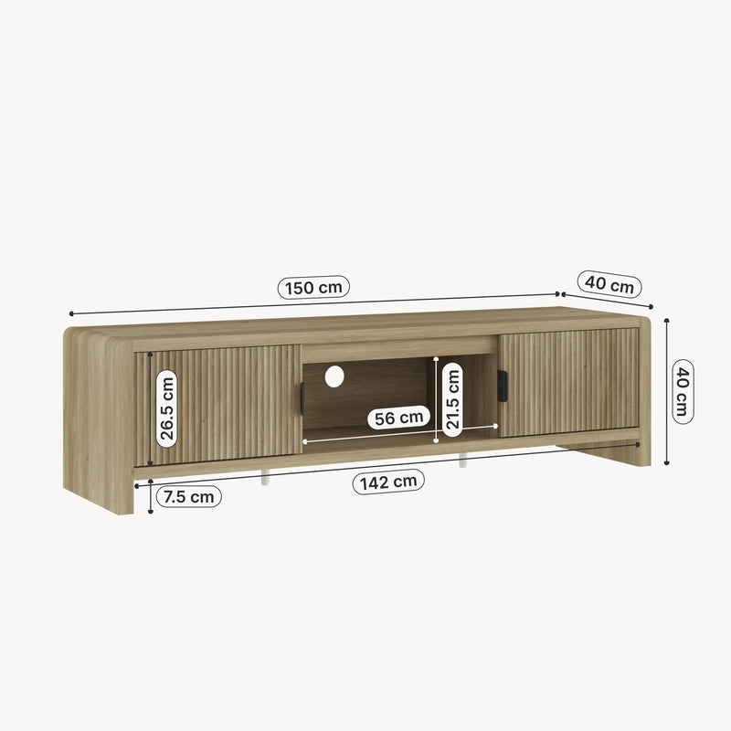 Maßskizze Fernsehschrank Lukkodso 150x40x40 cm [en.casa]