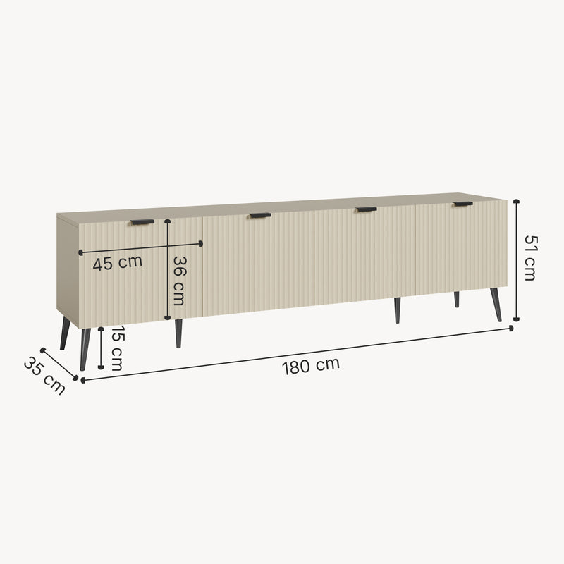 Maßskizze Fernsehschrank Nand [en.casa]