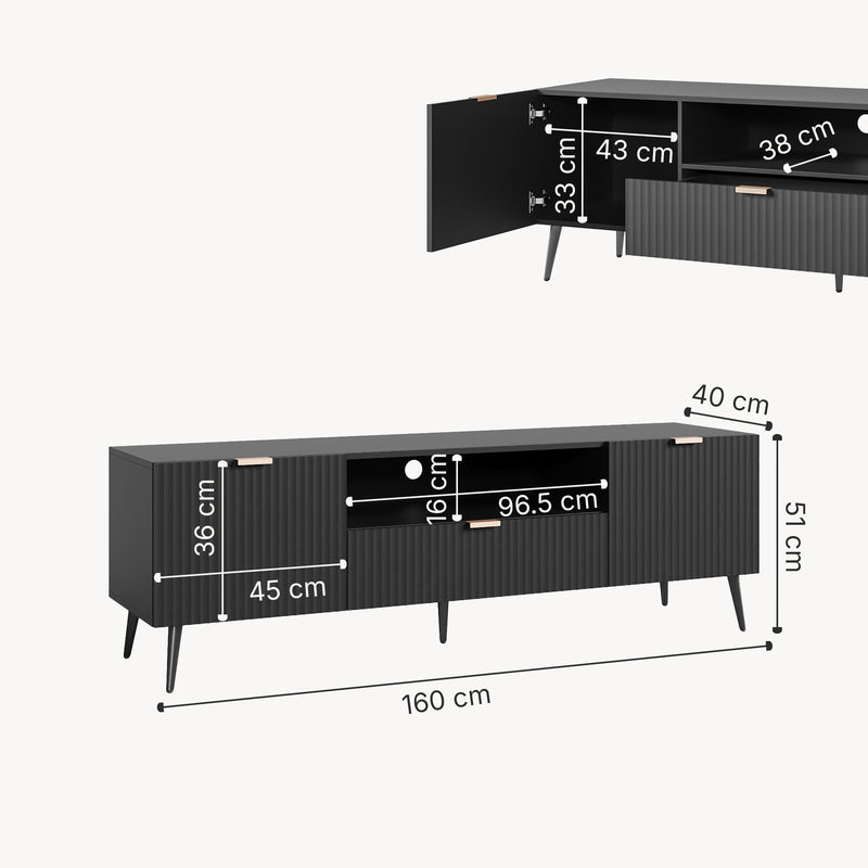 Maßskizze Fernsehschrank Nand [en.casa]