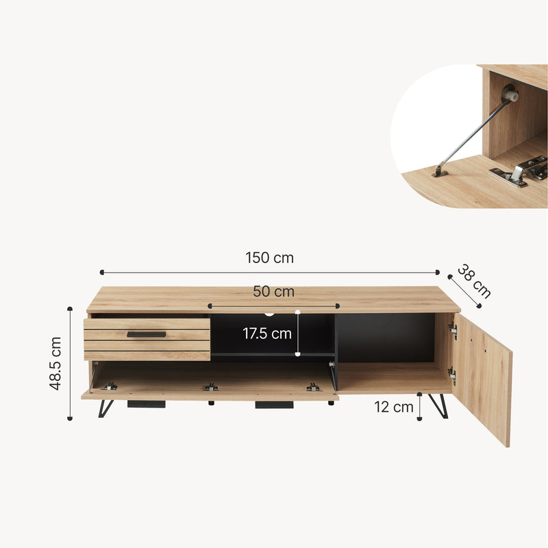 Maßskizze Fernsehschrank Noppen [en.casa]