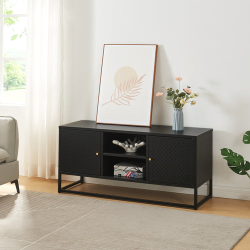 TV Schrank Janakkala Stahl Schwarz [en.casa]
