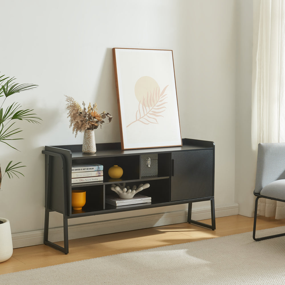 Fernsehschrank Storfjord 120x34x63 cm Schwarz [en.casa] - premiumXL
