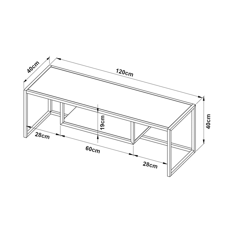 Maßskizze Fernsehtisch Isokyrö Metall 120x40x40 cm [en.casa]