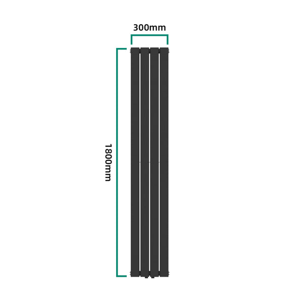 Designheizkörper Nore Schwarz 180x30cm Doppellagig 1122W [neu.haus]
