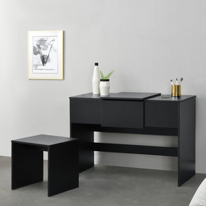 Frisierkommode Dalvik mit integriertem Spiegel und Hocker Weiß/Schwarz en.casa