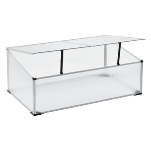 Frühbeet Hoorn mit Zweigeteiltem Dach 100x60x40 cm Aluminium Polycarbonat en.casa