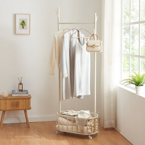 Rollbarer Garderobenständer Risør Stahl Weiß [en.casa]