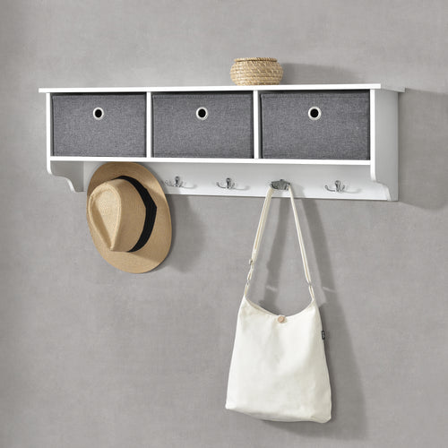 Wandgarderobe Horsens mit Aufbewahrungsboxen 100x20x30cm Weiß/Grau en.casa - premiumXL