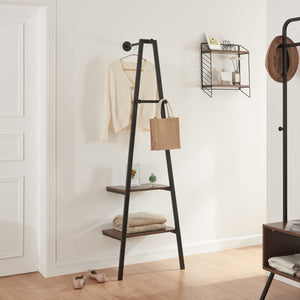 Wandgarderobe Bjørnafjorden Stahl Schwarz / Walnuss-Optik [en.casa]