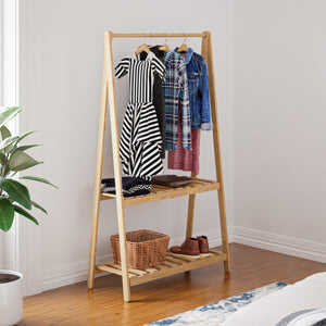 Garderobenständer Ledøje mit 2 Ablagen Kiefernholz in versch. Größen [en.casa]