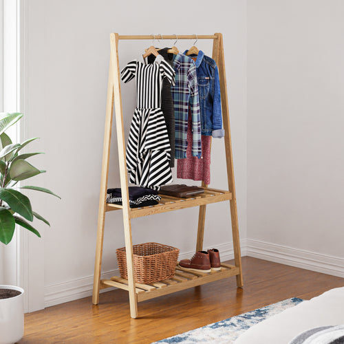 Garderobenständer Ledøje mit 2 Ablagen Kiefernholz in versch. Größen [en.casa]