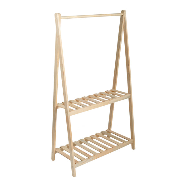 Garderobenständer Ledøje mit 2 Ablagen Kiefernholz in versch. Größen [en.casa]