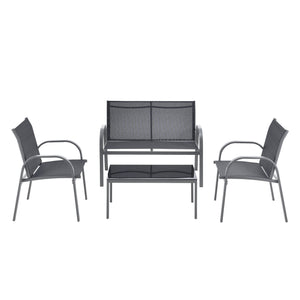 Gartenmöbel-Set Gagra Stühle mit Sitzbank und Tisch versch. Farben en.casa