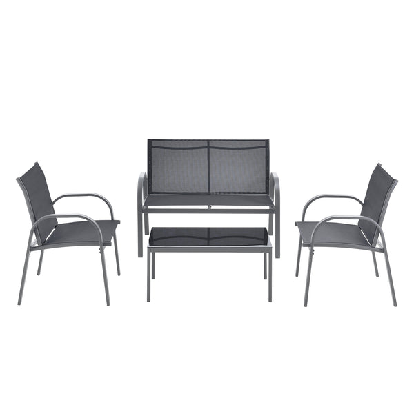 Gartenmöbel-Set Gagra Stühle mit Sitzbank und Tisch versch. Farben en.casa