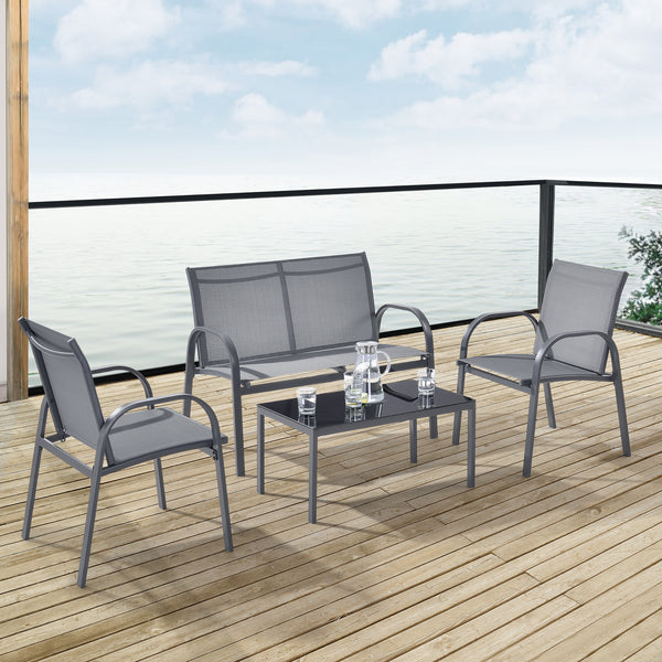 Gartenmöbel-Set Gagra Stühle mit Sitzbank und Tisch versch. Farben en.casa