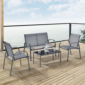Gartenmöbel-Set Gagra Stühle mit Sitzbank und Tisch versch. Farben en.casa