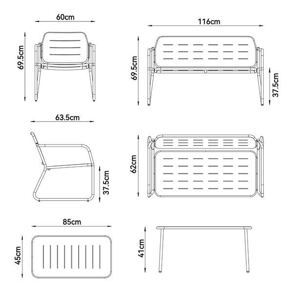 Gartenmöbelset Andria Stahl [casa.pro]