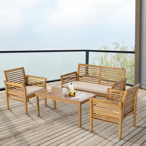 Gartenmöbelset Candela 4 - tlg. Akazienholz Holzfarben [casa.pro] - premiumXL