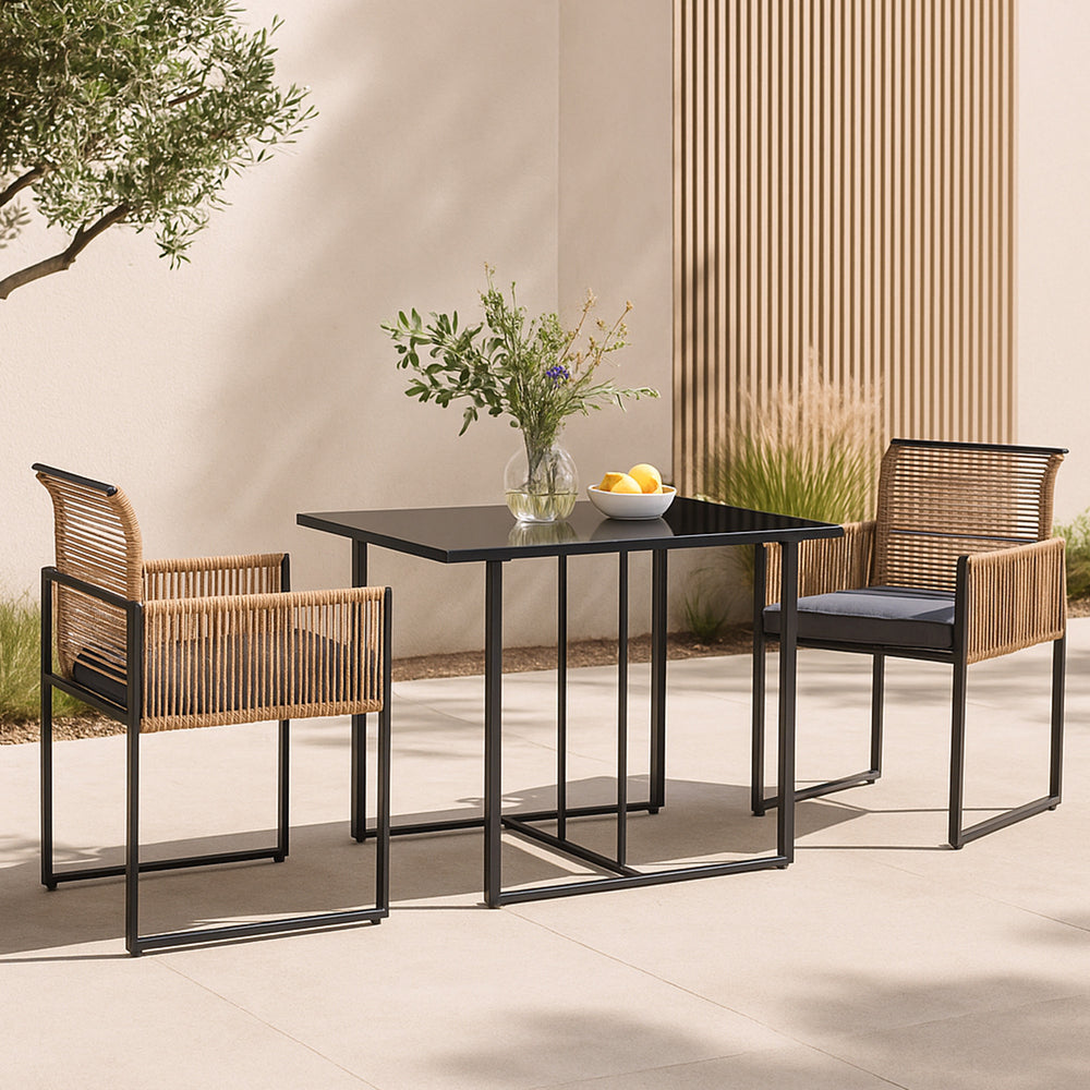 Gartenmöbelset Accadia 3 - tlg. Schwarz/Braun [casa.pro] - premiumXL