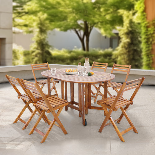 Gartenmöbelset Acerenza 7-tlg. Akazienholz FSC®-zertifiziert [en.casa]