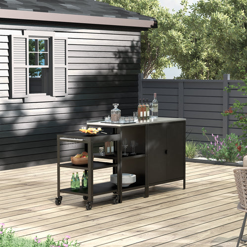 Outdoorset Bolognano Standregal Schrank und Servierwagen [casa.pro]