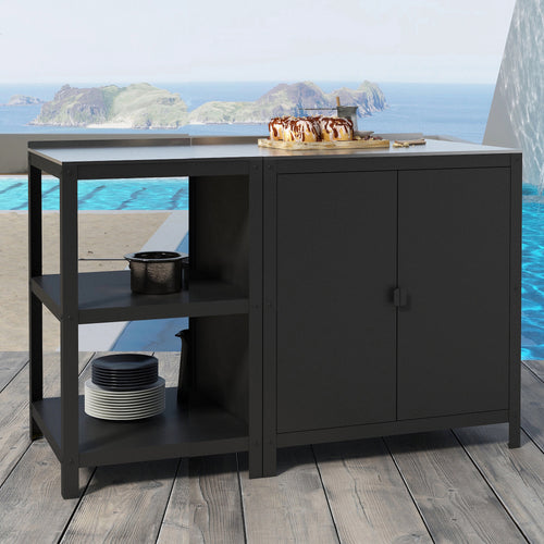 Outdoorset Bolognano Standregal und Schrank Schwarz, matt [casa.pro] - premiumXL