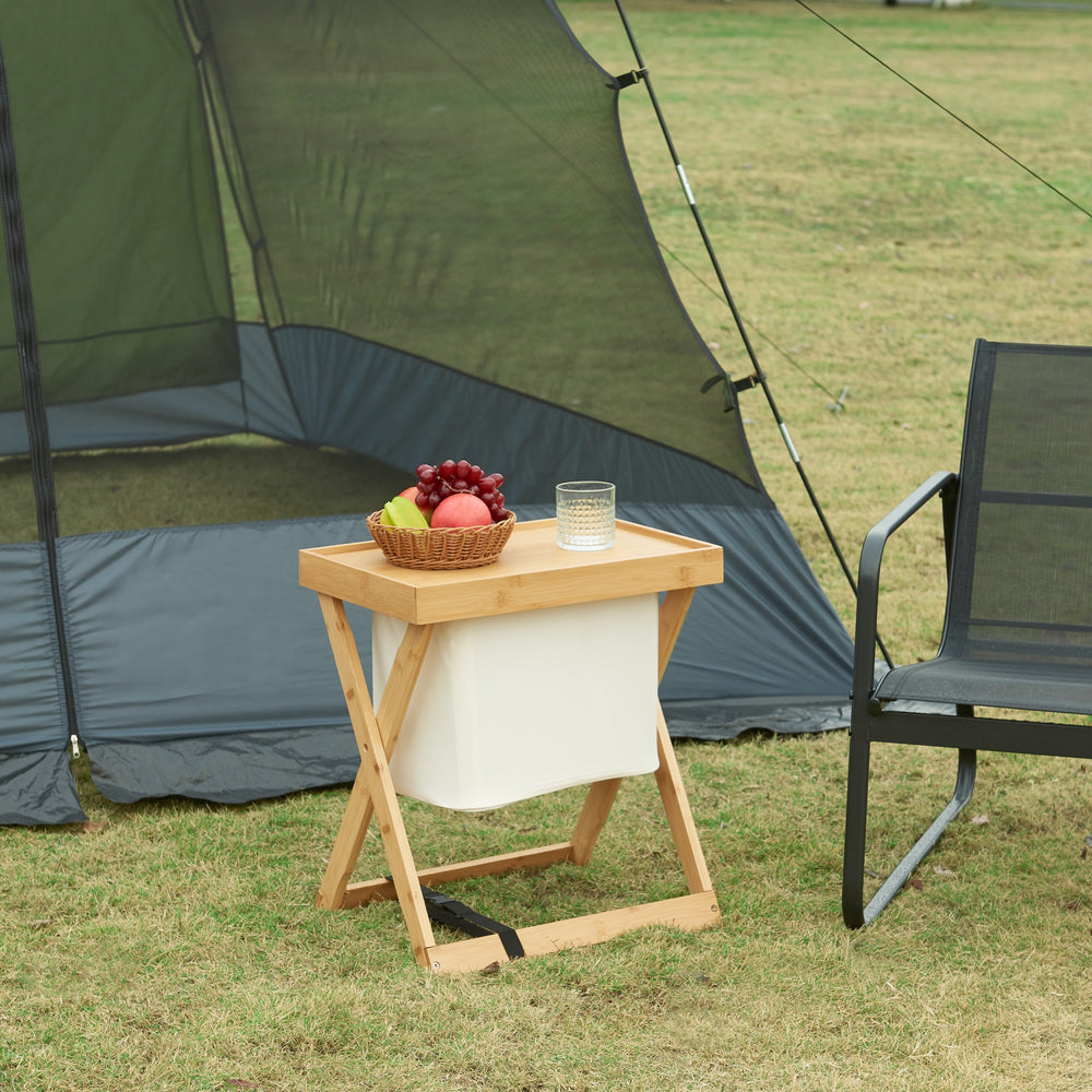 Picknicktisch Hattfjelldal 53x48x32cm Bambus [en.casa] - premiumXL