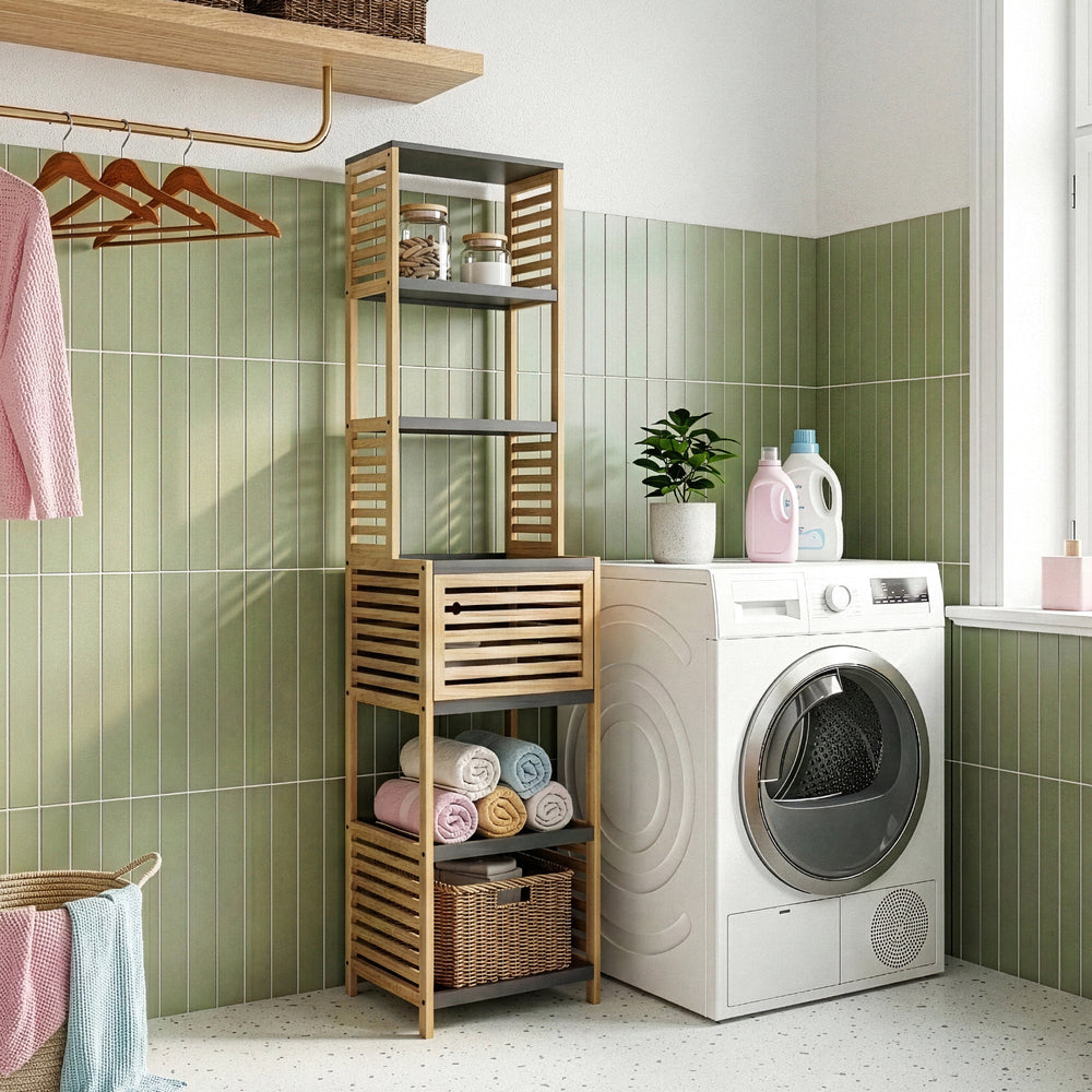 Badregal Kydesby Bambus Natur/Grau [en.casa]