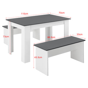 Tisch- und Bank Set 110x70 cm in versch. Farben en.casa