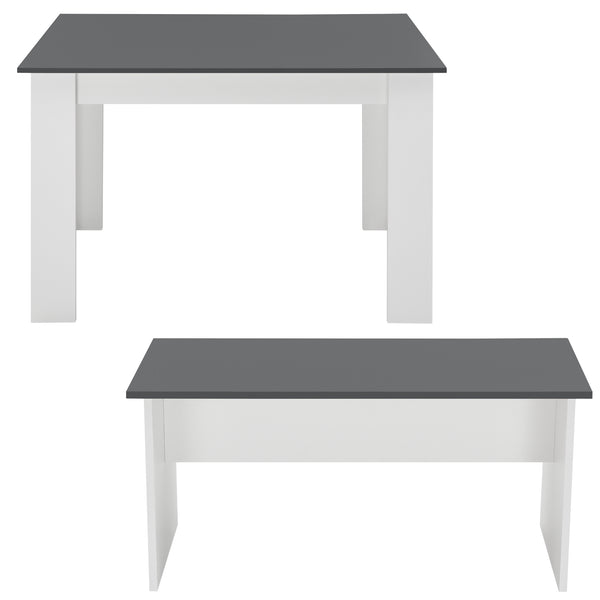 Tisch- und Bank Set 110x70 cm in versch. Farben en.casa