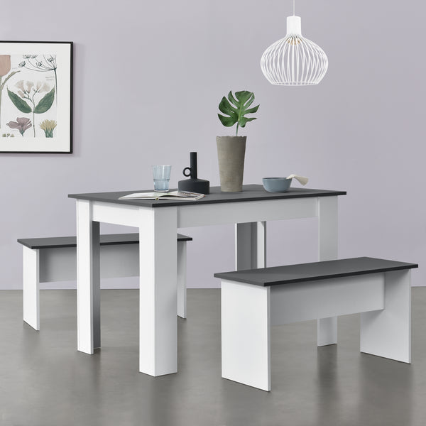 Tisch- und Bank Set 110x70 cm in versch. Farben en.casa