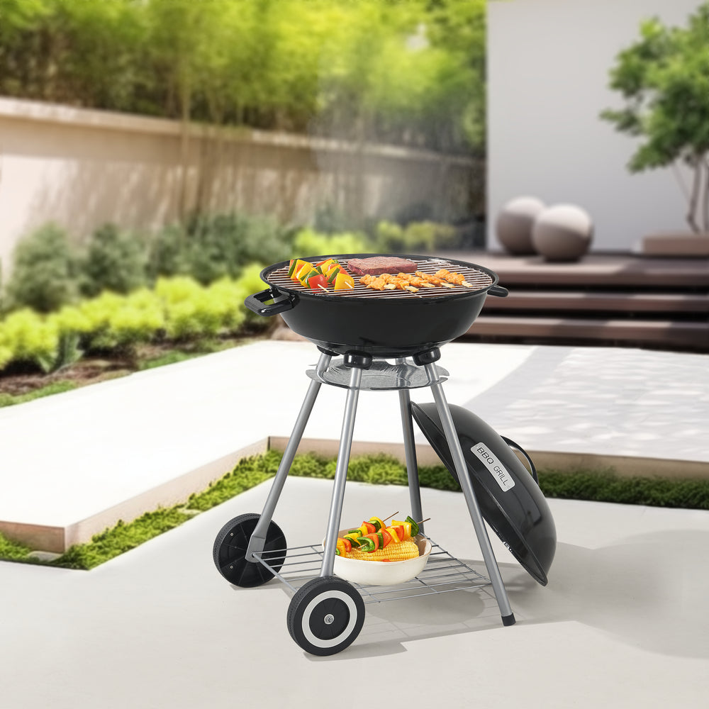 Rundgrill Apricena 80x49x47cm Schwarz [casa.pro]