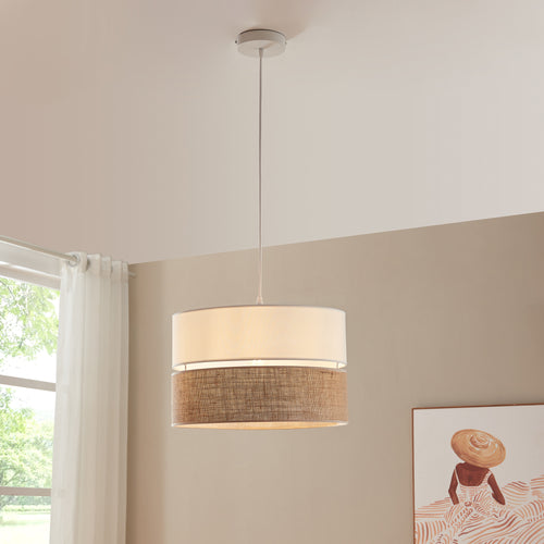 Hängeleuchte Barton Weiß/Leinenoptik [lux.pro]