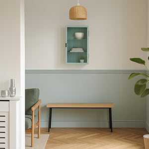 Hängeschrank Zundert mit geriffelter Glastür 60x35x15 cm Stahl [en.casa]