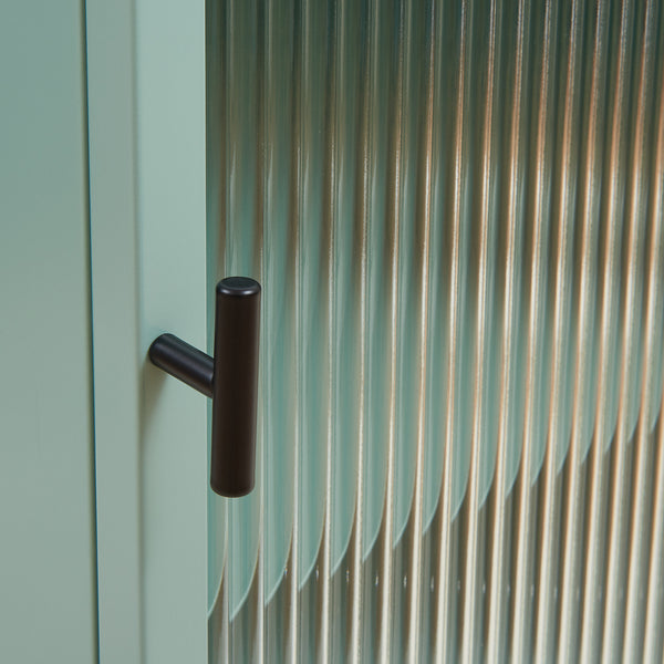 Hängeschrank Zundert mit geriffelter Glastür 60x35x15 cm Stahl [en.casa]