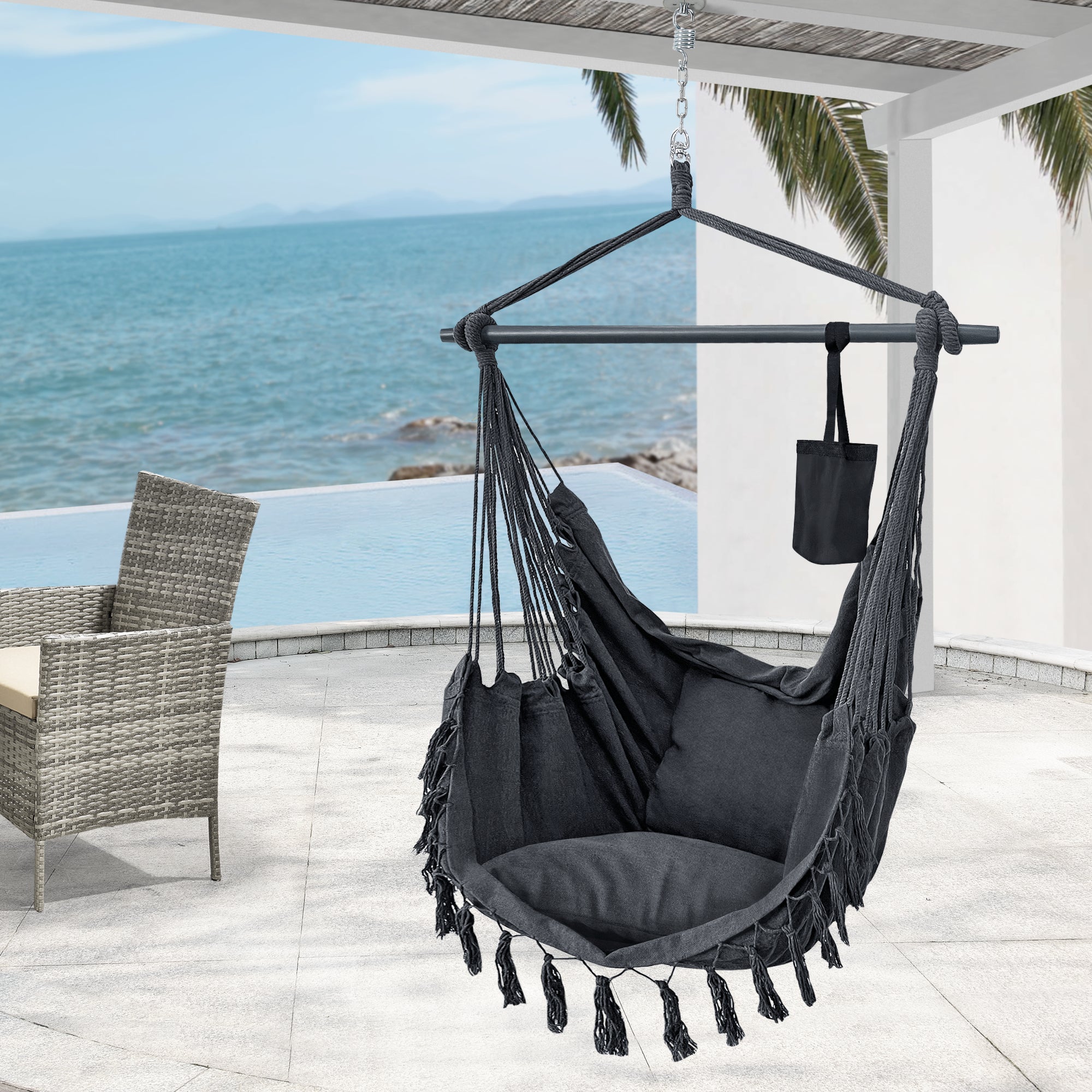 sessel hängematte en.casa Hängesessel Aranga – Relax für Balkon & Garten