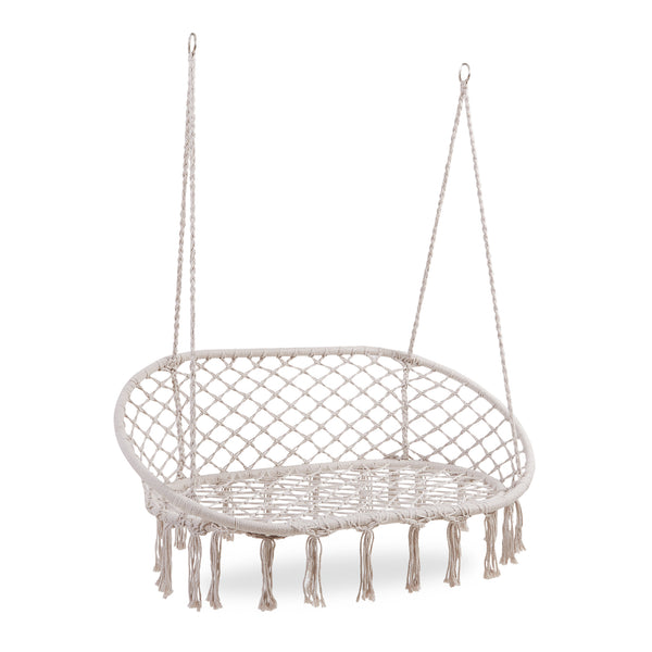 Hängesessel Kailua für 2 Personen 135x129x65 cm Cremeweiß [casa.pro]