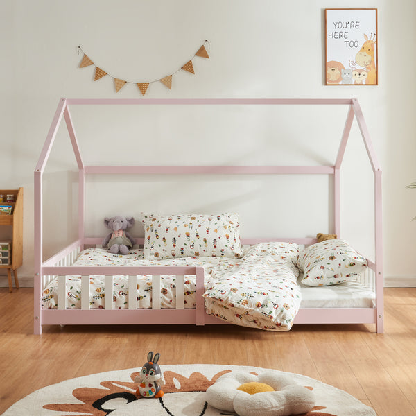 Hausbett Hesel mit Matratze und Rausfallschutz Weiß [en.casa]