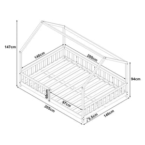 Hausbett Hesel mit Matratze und Rausfallschutz Weiß [en.casa]