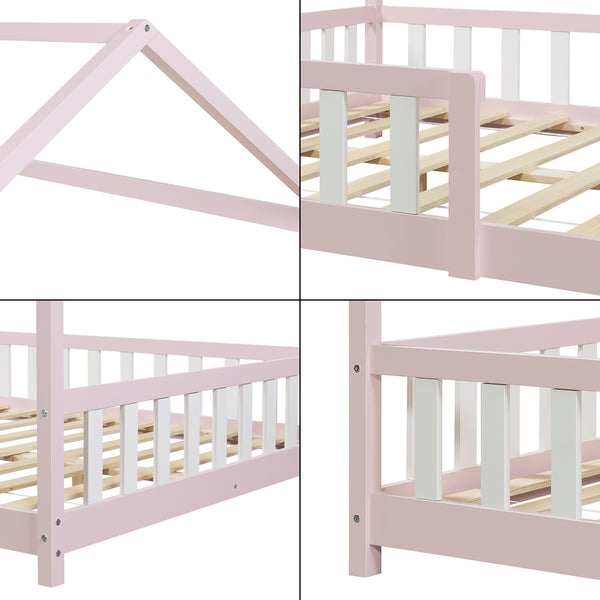 Hausbett Hesel mit Matratze und Rausfallschutz Weiß [en.casa]