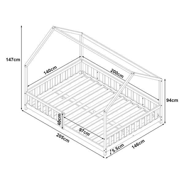 Hausbett Hesel mit Rausfallschutz [en.casa]
