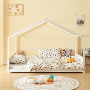 Hausbett Simo mit Matratze Weiß [en.casa]