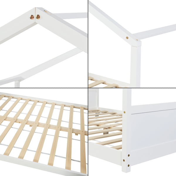 Hausbett Simo mit Matratze Weiß [en.casa]