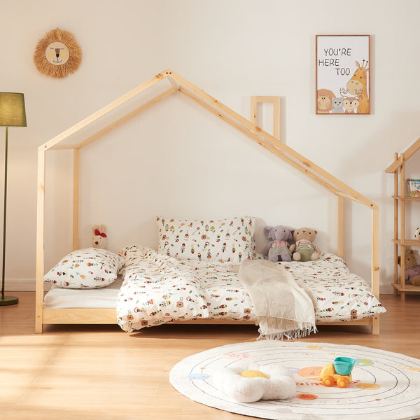 Hausbett Siuntio Kiefernholz Natur [en.casa]